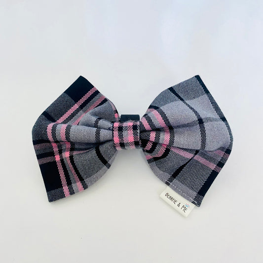 Pink/black Tartan Bow